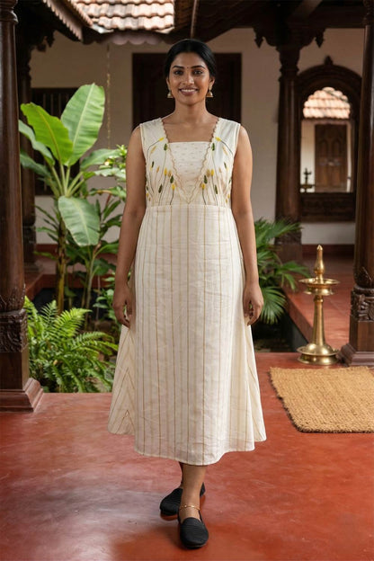 Offwhite Aline Dress with Scallop Neck