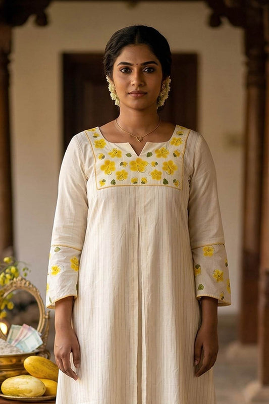 Offwhite Kanikonna Handpainted A Line Dress