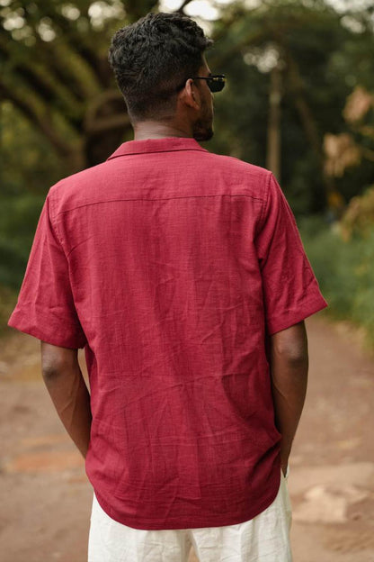 Maroon Shirt with Applique Daisy Flower