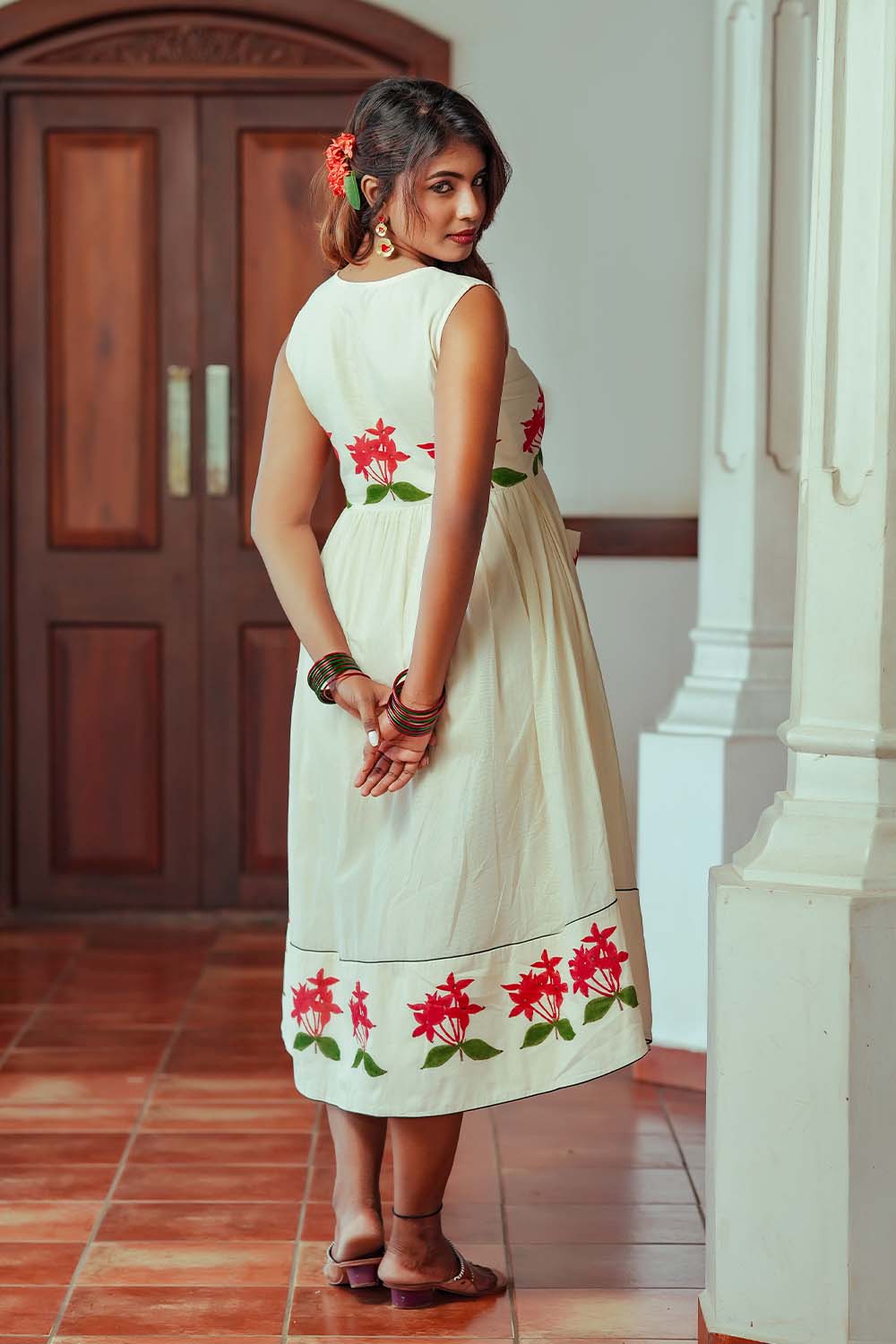 Chethi Handblock Printed Gathered Dress