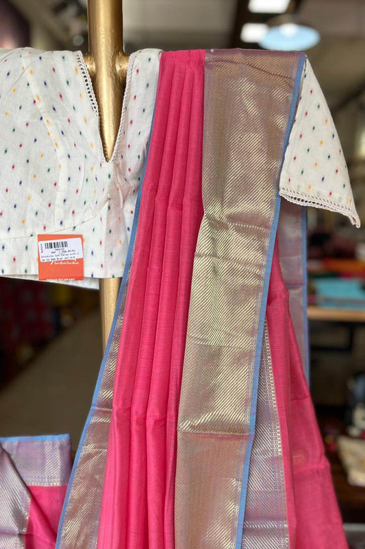 Maheshwari Silk Double Jeari Stripe Border Saree