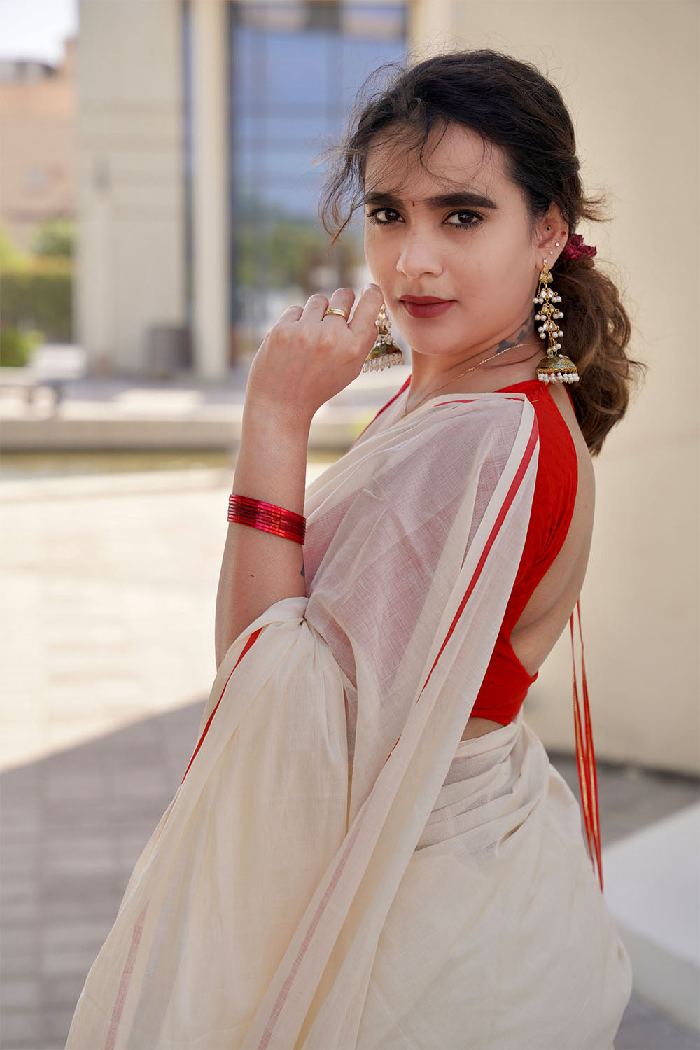 Puliyilakara Saree Red & Golden