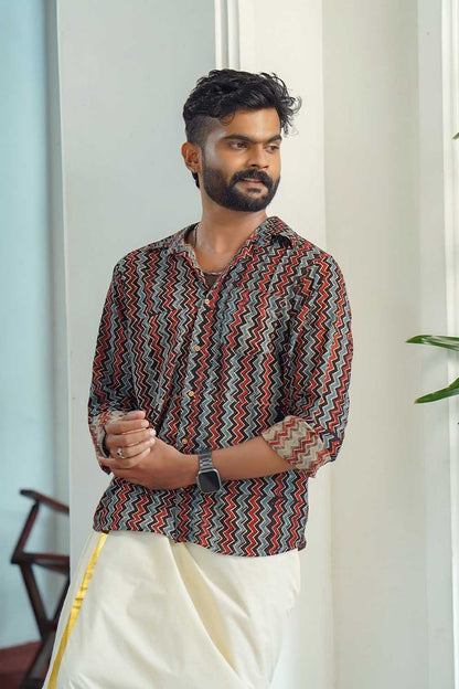 Black Zigzag Full Sleeve Shirt