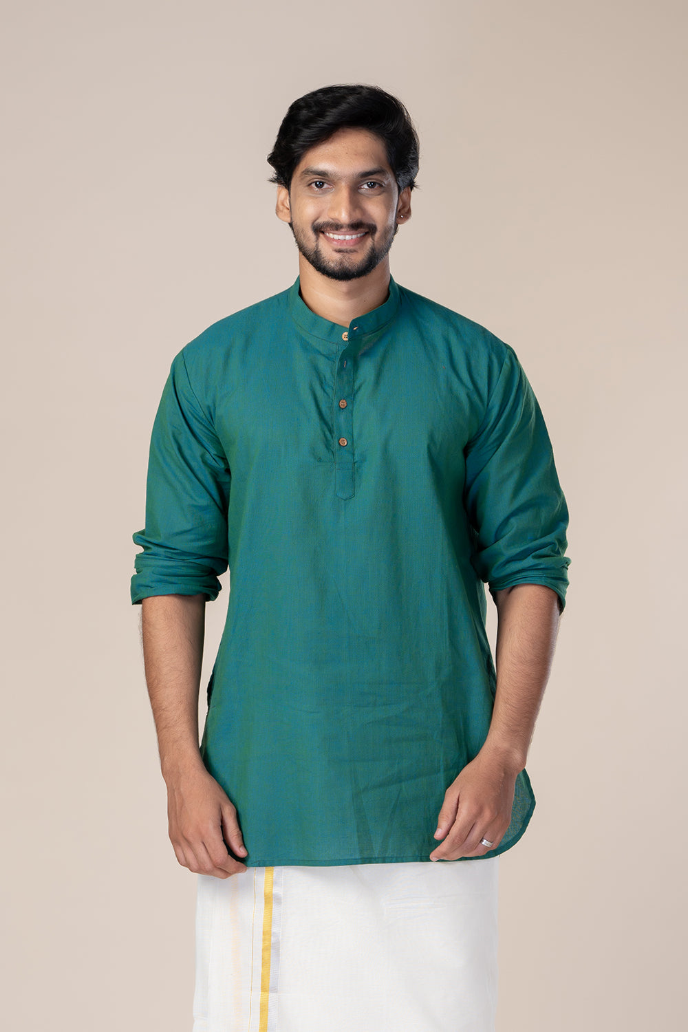 Peacock Blue Men’s Short Kurta