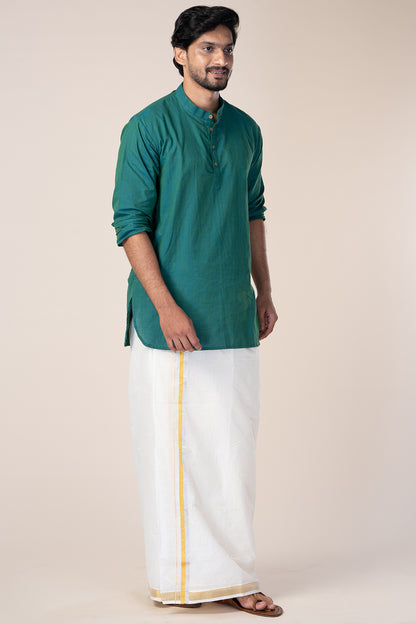 Peacock Blue Men’s Short Kurta