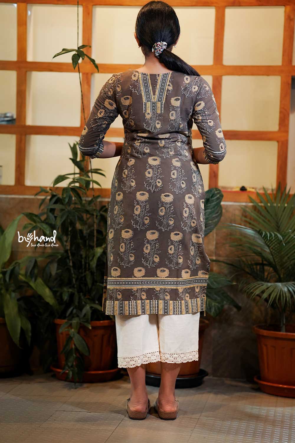 Dark olive green slited kurti