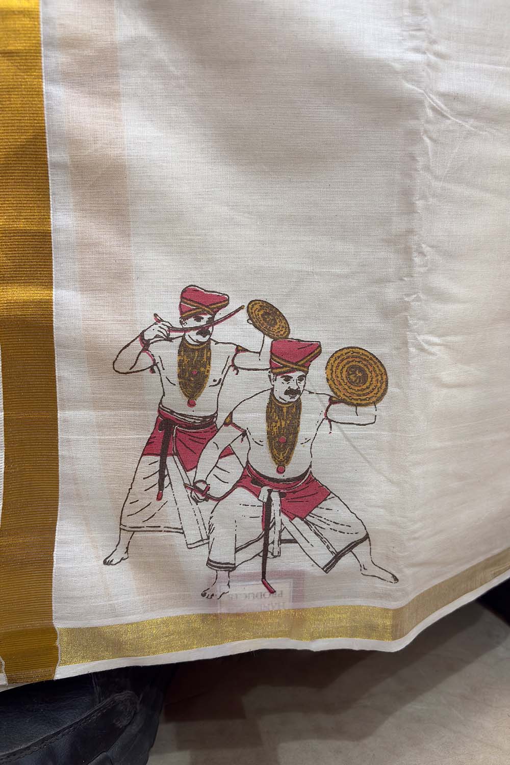 Offwhite Dhothi with Velakali Print