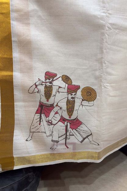 Offwhite Dhothi with Velakali Print