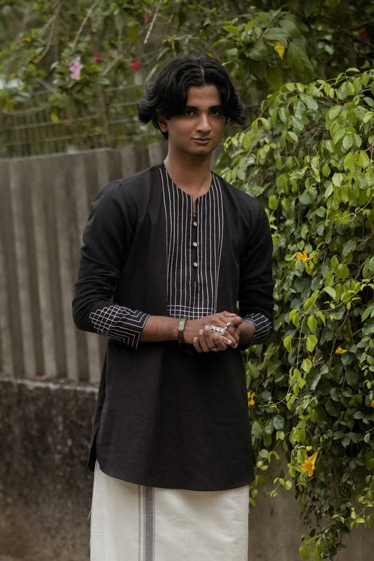 Black Full Sleeve Short Kurta
