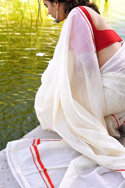 Puliyilakara Saree Red & Golden