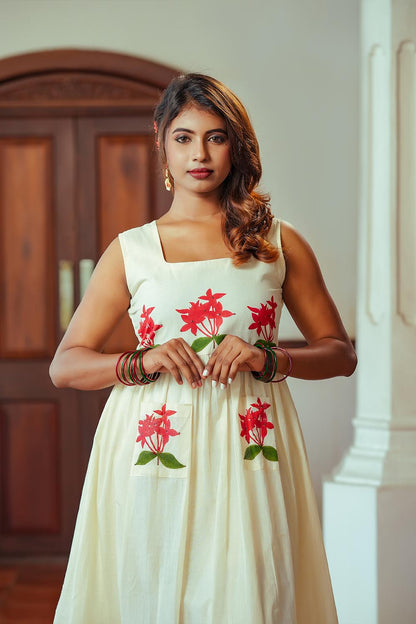 Chethi Handblock Printed Gathered Dress