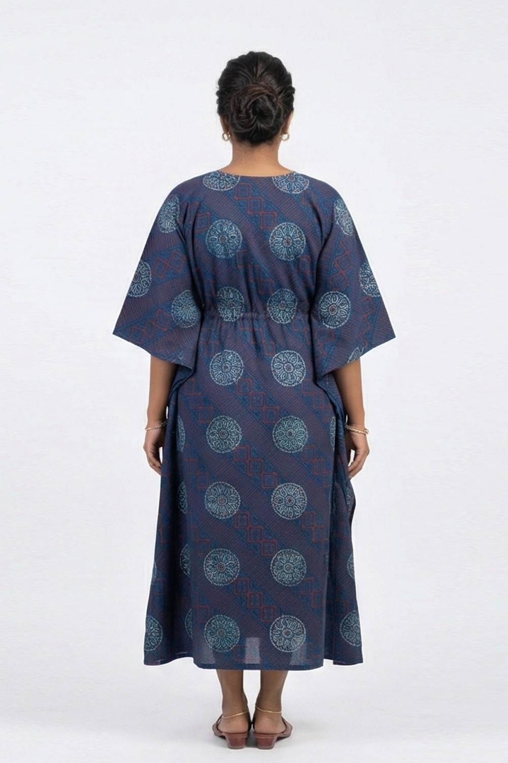 Navy Blue Ajrakh Cotton Kaftan