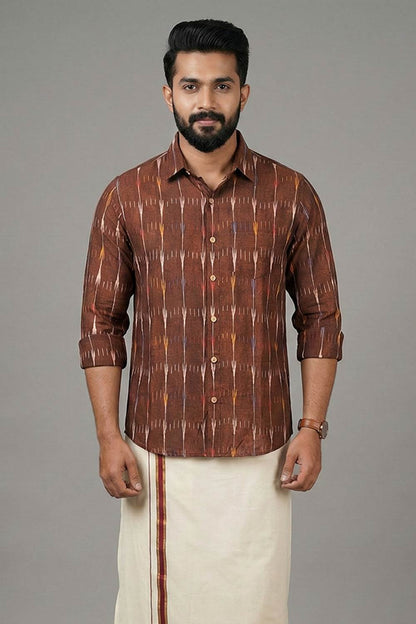 Brown Ikath Printed Shirt