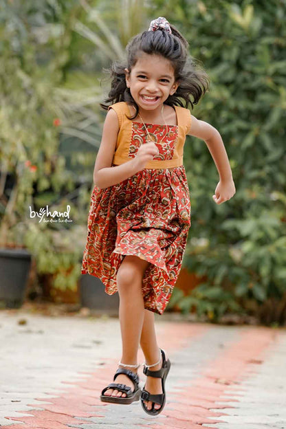 Red Kalamkari Dress Kids