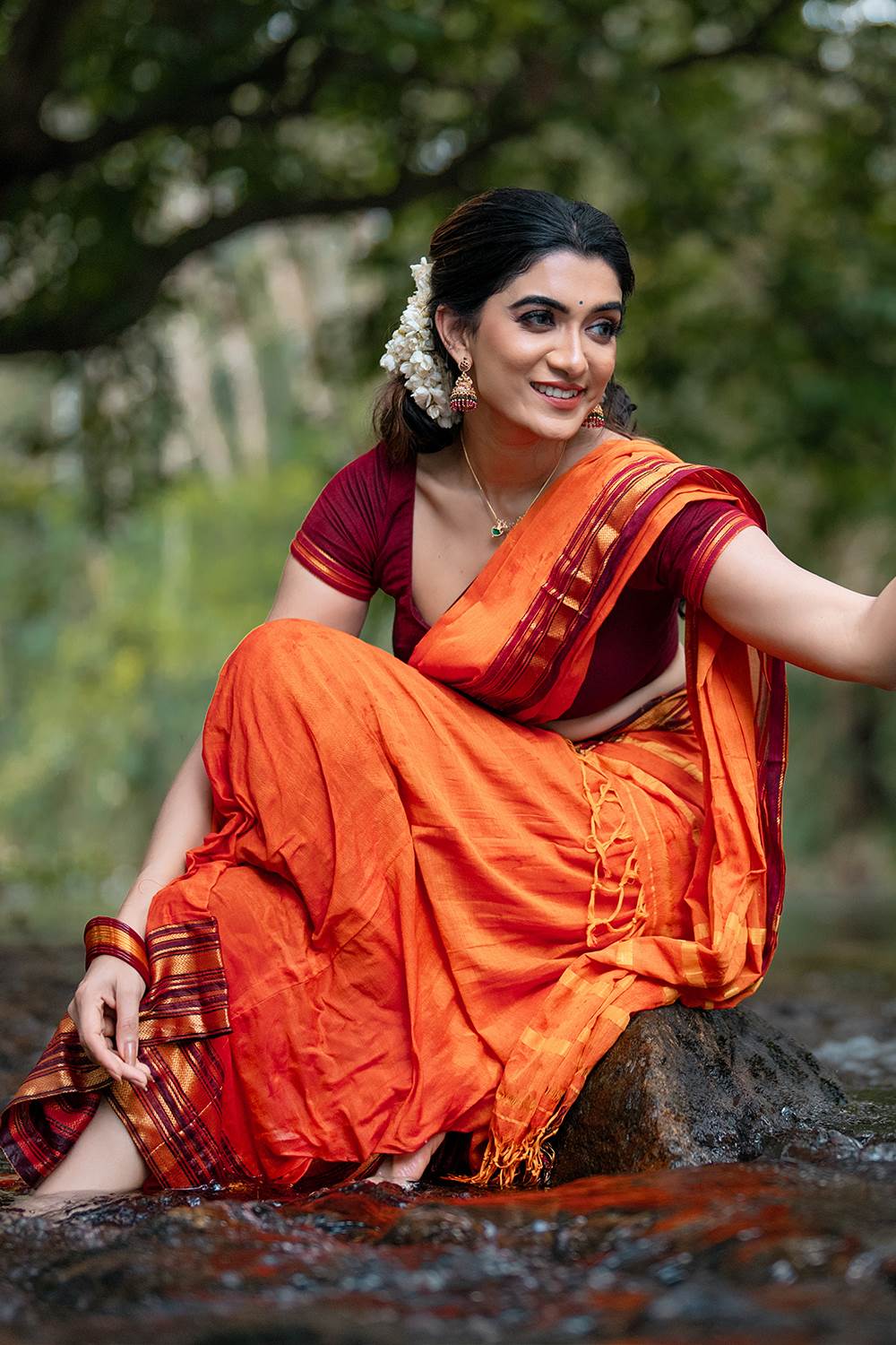 Narayanpet Orange Dhawani Set