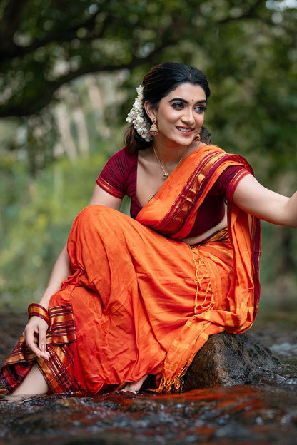 Narayanpet Orange Dhawani Set
