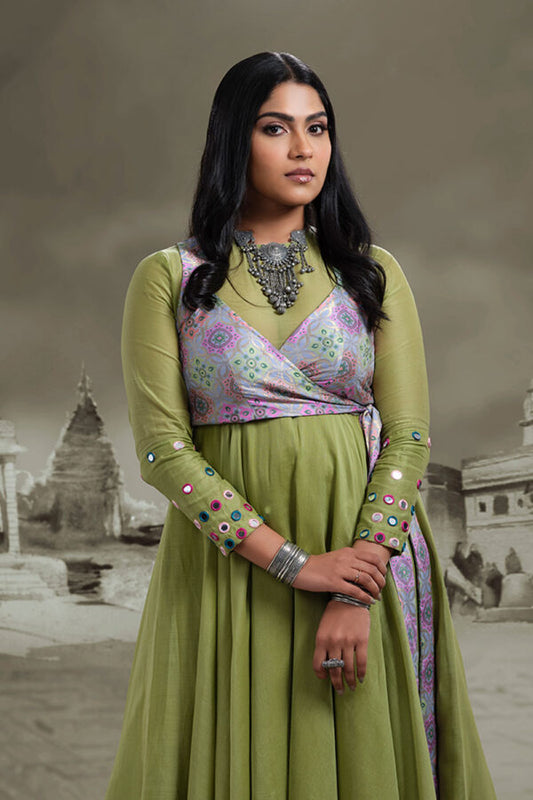 Pastel Banarasi Brocade Angarkha Jacket