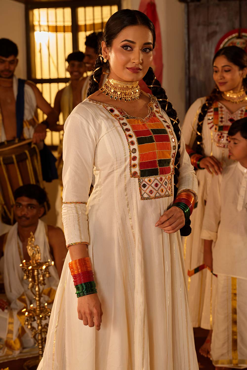 Off-white  Anarkali With Rang Yoke