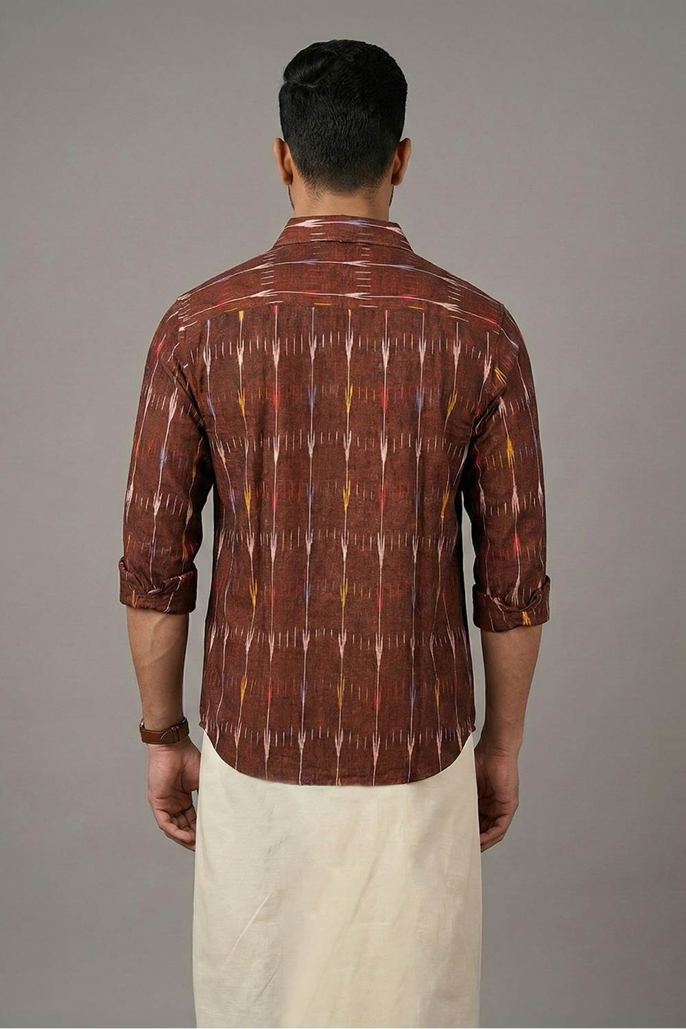 Brown Ikath Printed Shirt