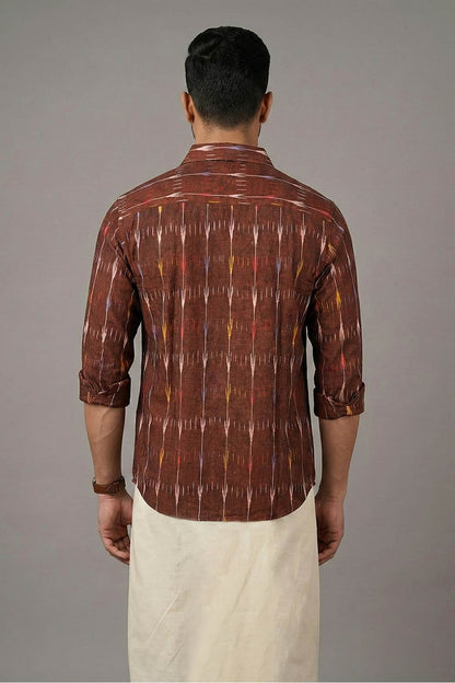Brown Ikath Printed Shirt