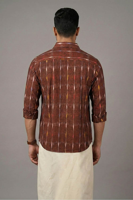 Brown Ikath Printed Shirt