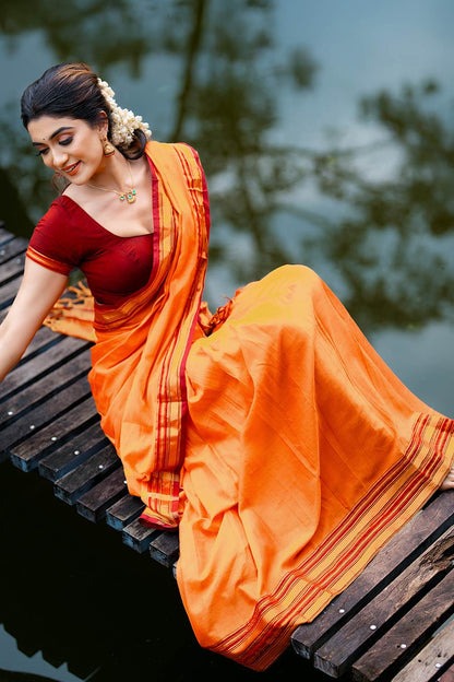 Narayanpet Orange Dhawani Set