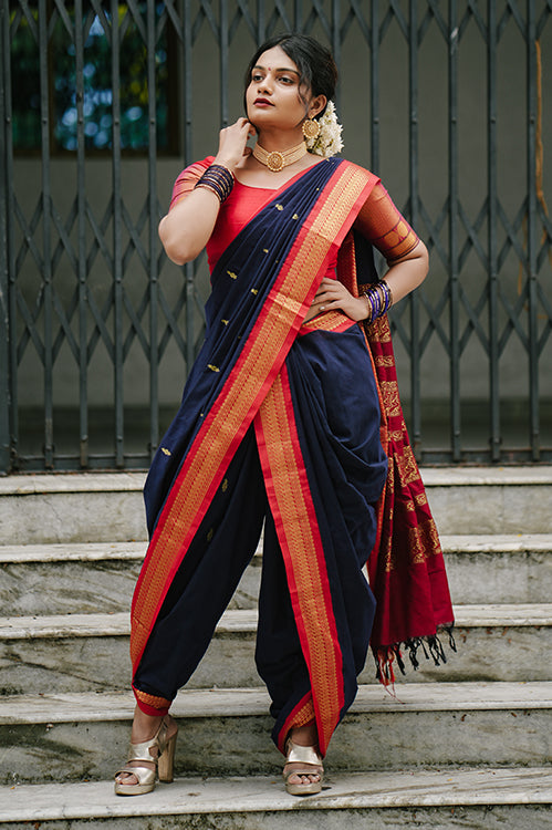Kalyani Cotton Blue Saree