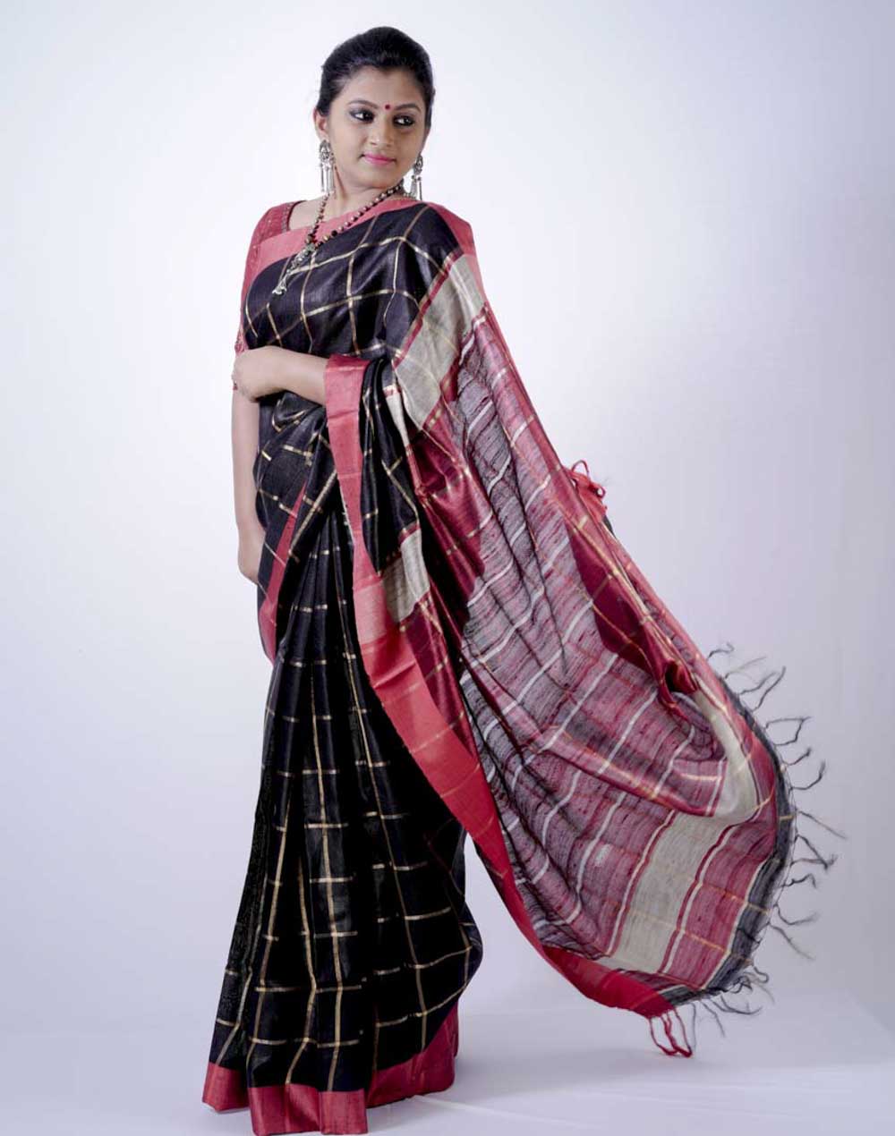 Pure Tussar-Dupion Silk Handloom Saree