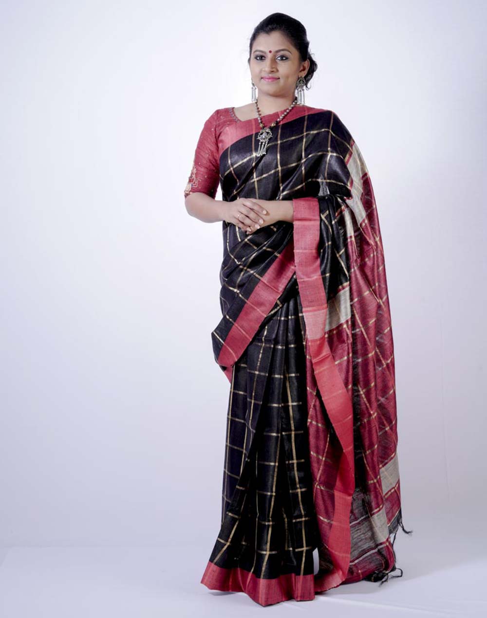 Pure Tussar-Dupion Silk Handloom Saree