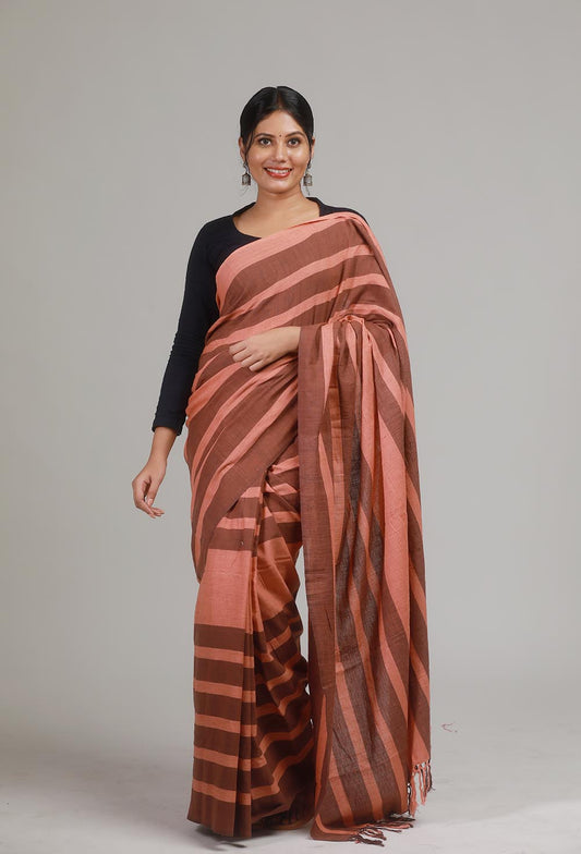 Handloom Cotton Stripe Saree