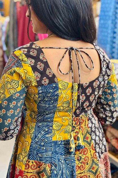 Ajrakh Multi Patch Panel Anarkali