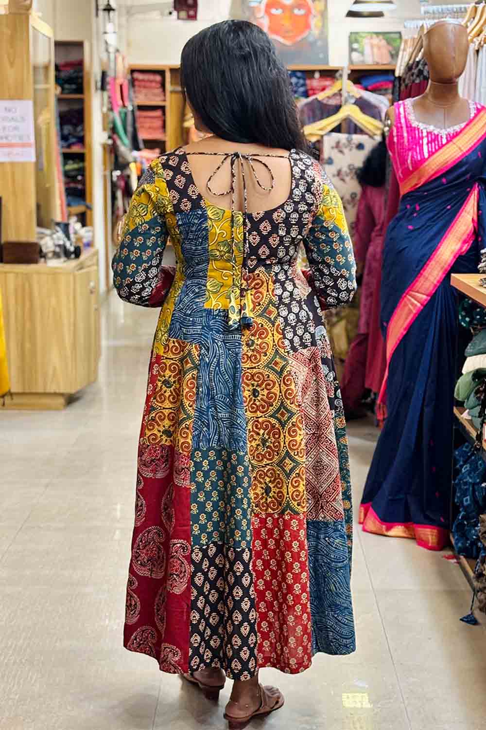 Ajrakh Multi Patch Panel Anarkali