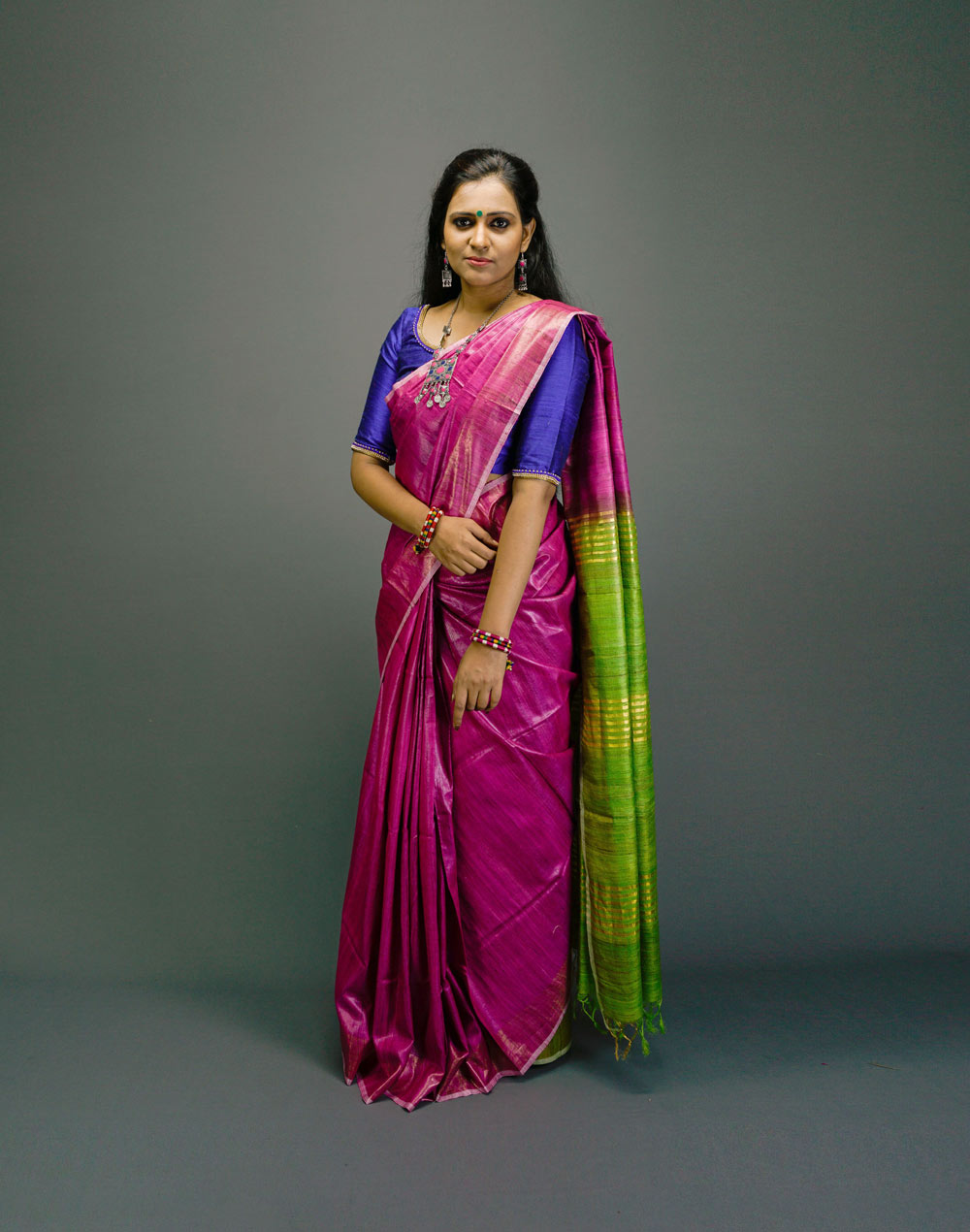 Tussar Gicha Double Dye Saree