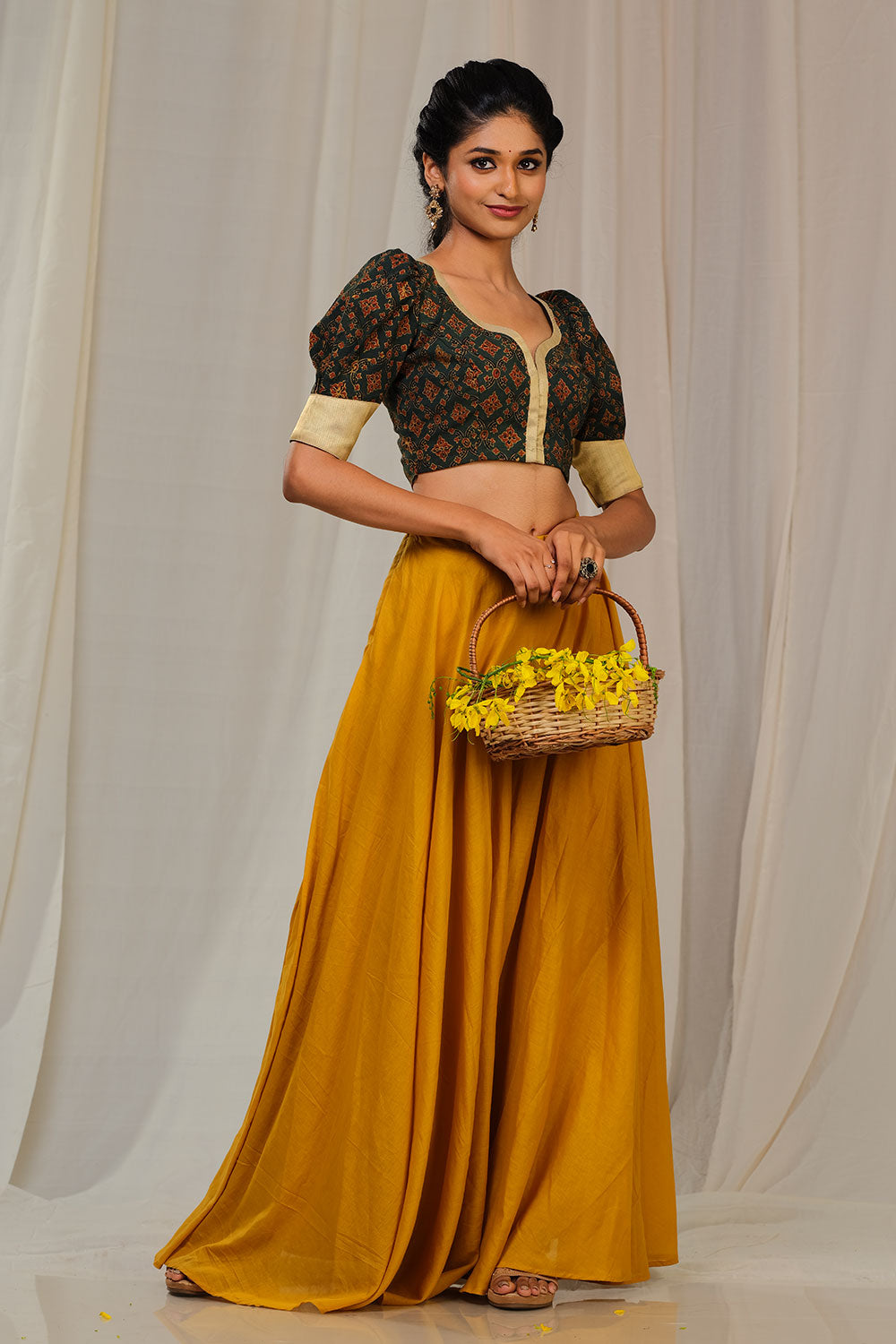 Mustard Yellow Mul Cotton Umbrella skirt