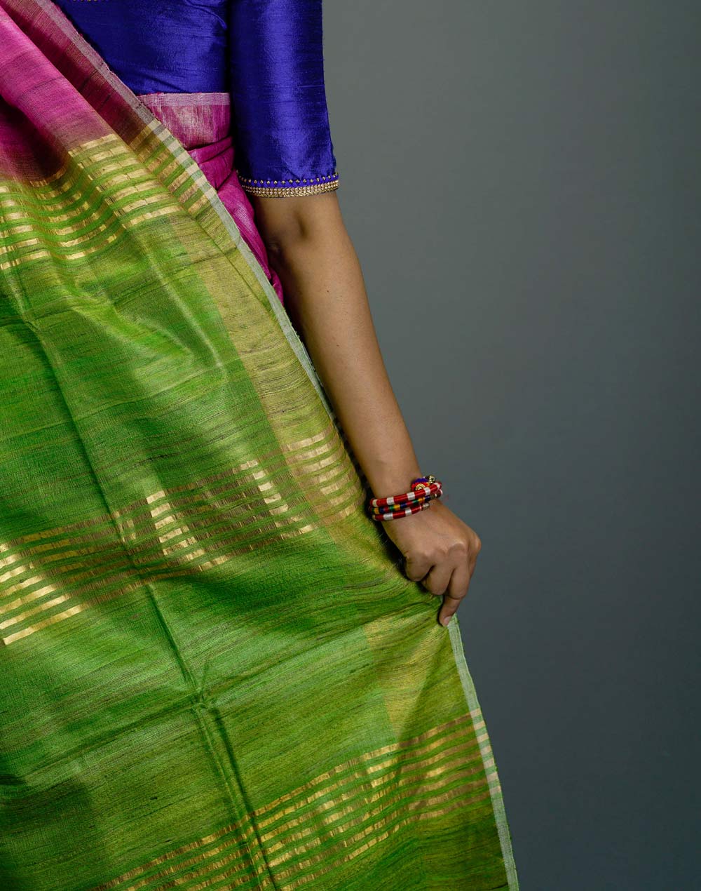 Tussar Gicha Double Dye Saree