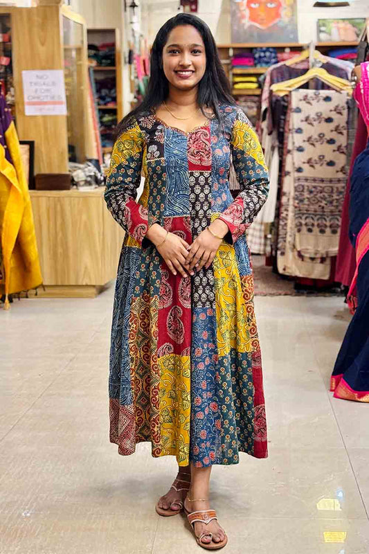 Ajrakh Multi Patch Panel Anarkali