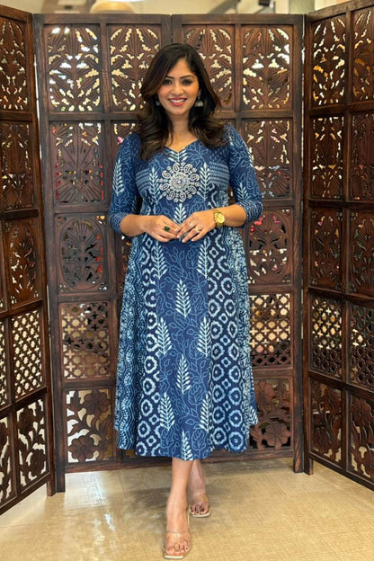 Indigo Multi Patch Anarkali