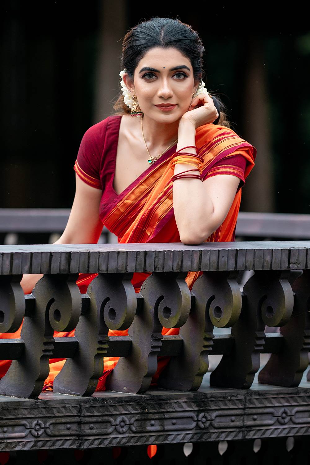 Narayanpet Orange Dhawani Set