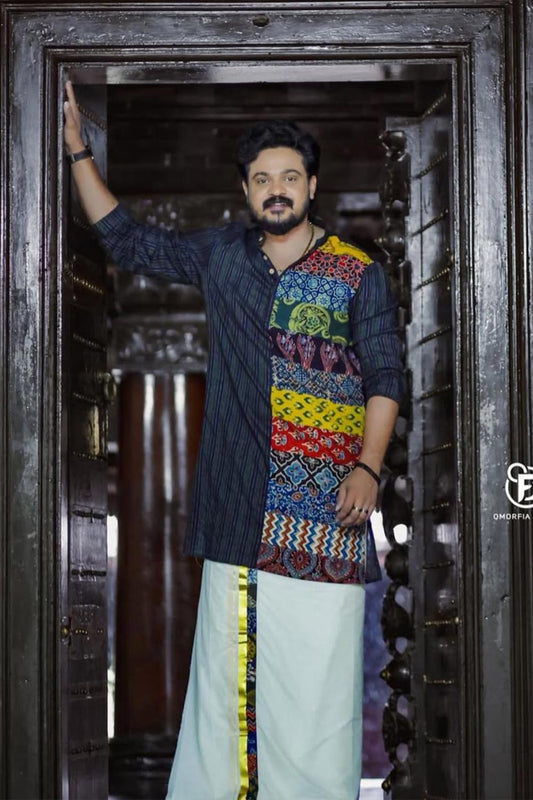 Black Kantha One Side Patch Kurta