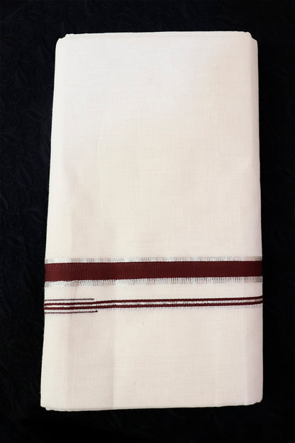 Balaramapuram Puliyilakkara Maroon Border Double Mundu