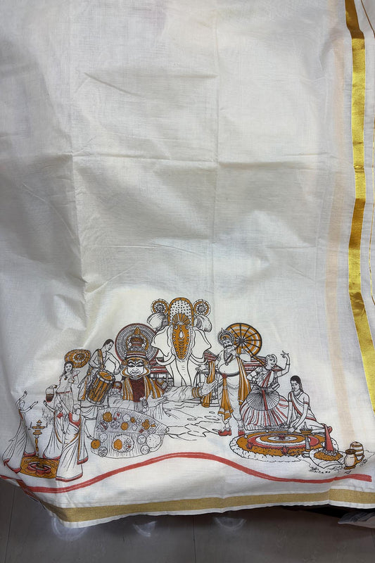 Onam Mixed Print Dhothi