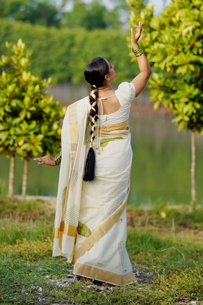 Vazhaila Hand Block Print Saree
