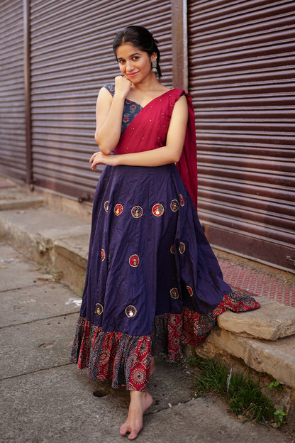 Blue Sleeveless Anarkali