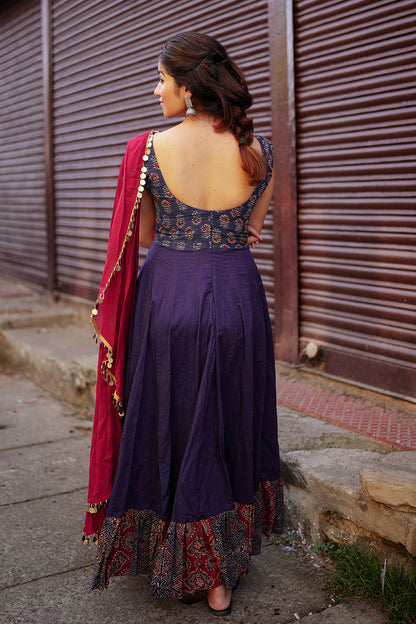 Blue Sleeveless Anarkali