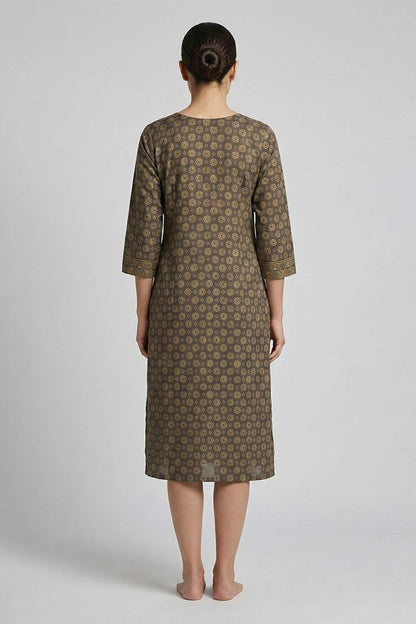 Olive Green Chanderi Silk Silited Kurti