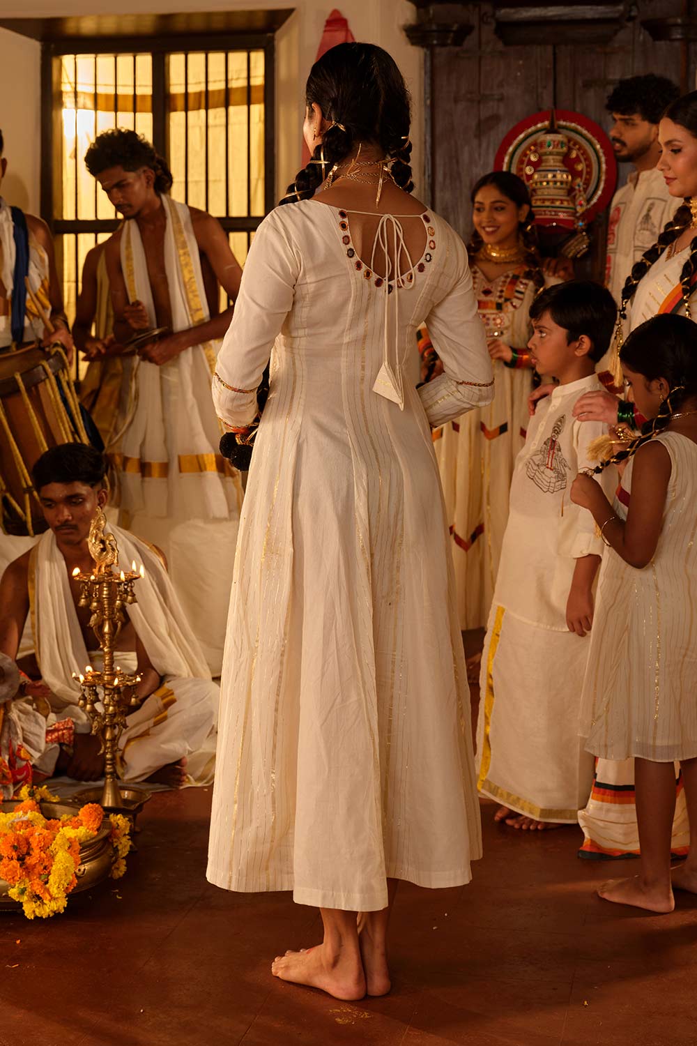 Off-white  Anarkali With Rang Yoke
