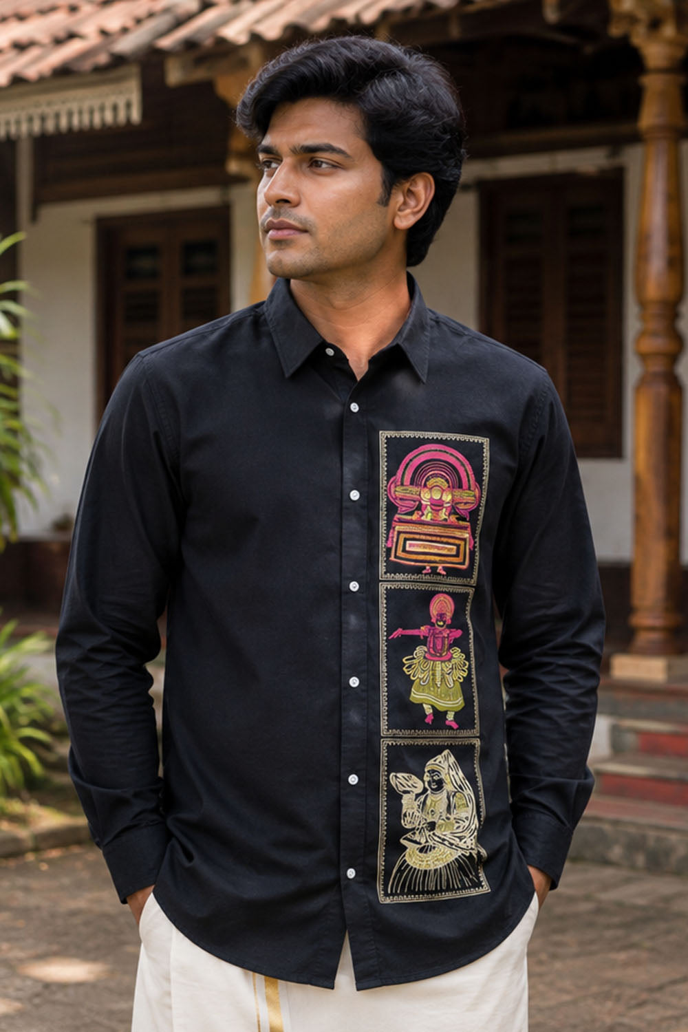 Kerala Artforms Printed Black Shirt