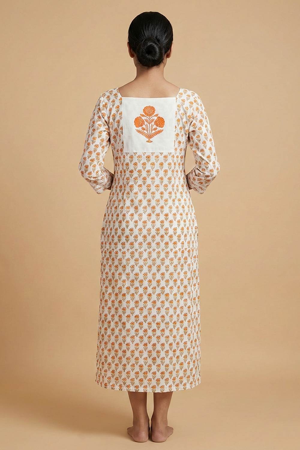 White Sanganeri Slited Kurti