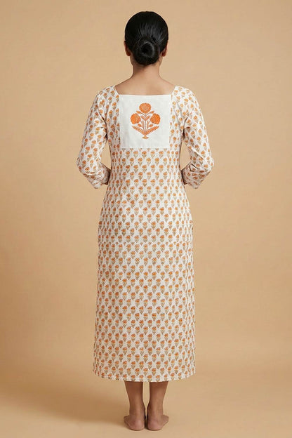 White Sanganeri Slited Kurti