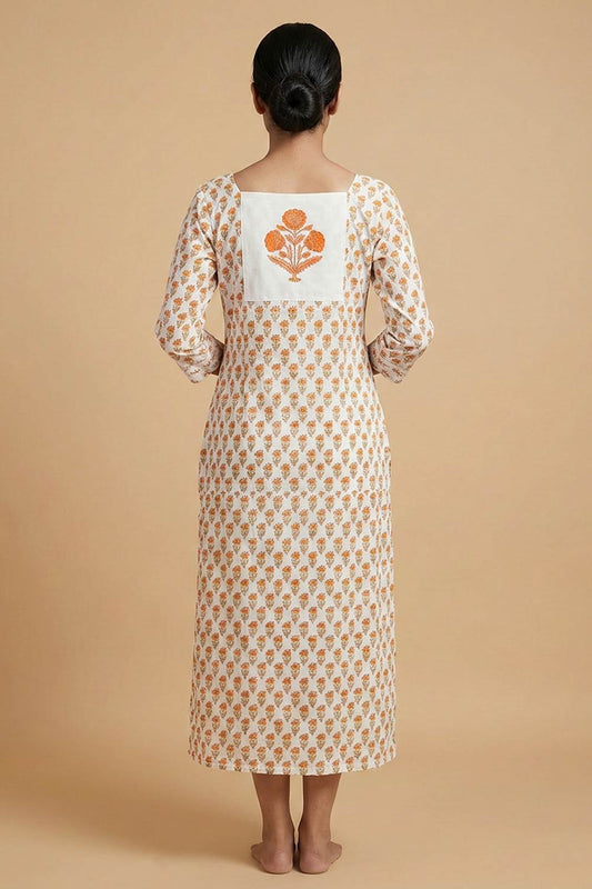 White Sanganeri Slited Kurti